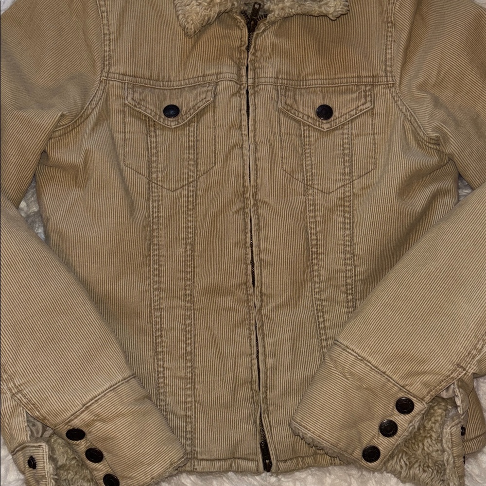 Abercrombie & Fitch Vintage Corduroy Double-Zip Short Trucker Jacket, Size M - Picture 3 of 16